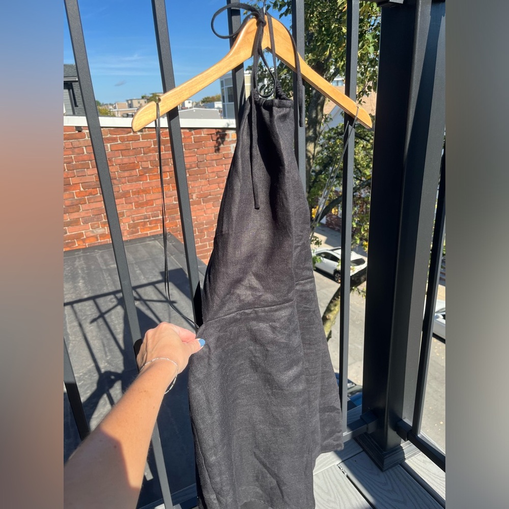 Reformation Mabli Black Linen Halter Dress Size 8